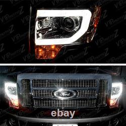 09-14 Ford F150 RAPTOR STYLE LED Neon Tube DRL Chrome Projector Headlight Lamp