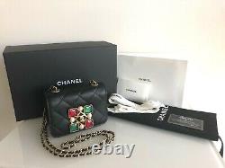 100% Auth. Chanel Runway Limited Edition Mini Calfskin Crystal Pearls Flap Bag