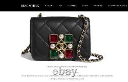 100% Auth. Chanel Runway Limited Edition Mini Calfskin Crystal Pearls Flap Bag