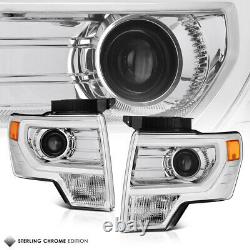 2009-2014 Ford F150 Chrome NEW PROJECTOR Front Headlights Headlamp Assembly SET