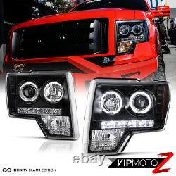 2009-2014 Ford F150 F-150 Black Halo LED Projector Headlights DRL SMD LEFT+RIGHT