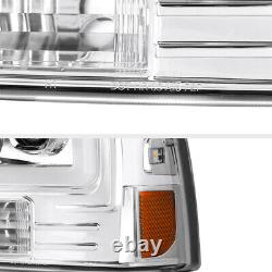 99-04 Ford F250 F350 SuperDuty Neon LED Tube DRL 1PC Projector Headlight Pair