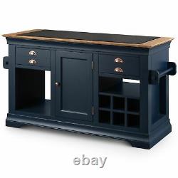 Alberta Blue Painted Furniture Limited Edition Large Granite Top Kitchen Island