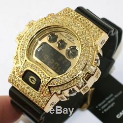 Black and Gold Limited Edition Iced Out G-Shock DW6900 Mens Watch