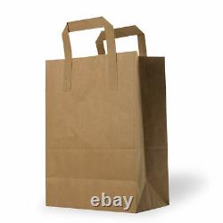 Brown & White Kraft Paper Sos Food Carrier Bags With Handles Party Takeaway Etc