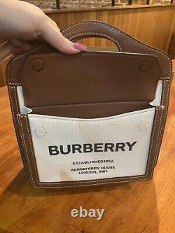 Burberry Mini Two Tone Canvas Leather Pocket Bag Malt Brown, Limited Edition, New