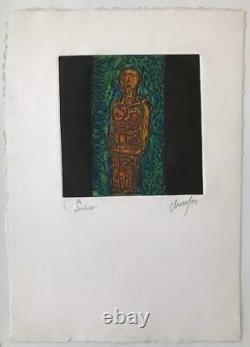CHOCO Eduardo Roca Salazar Artist Hand-signed Original Collagraph Texture