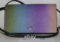 COACH Ombre Rainbow Leather Foldover Crossbody Bag Clutch Wallet Purse Handbag