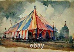 Circus tent, Ring Master, Juggler, Watercolour painting, Three painting set