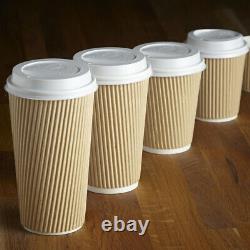 Disposable Ripple Triple walled Paper Coffee Cup Brown Cups with/without Lids