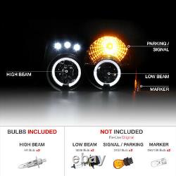 For 05-07 Jeep Grand Cherokee WK Black LED Halo Projector Headlight Signal Lamp