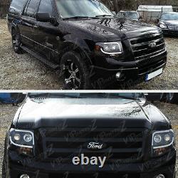 For 07-14 Ford Expedition SUV Arctic Optic Black Projector LED Neon Headlights