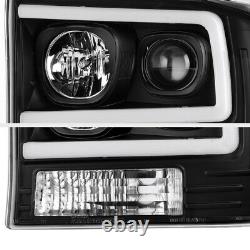 For 99-04 Ford F250 F350 SuperDuty Neon Tube LED DRL Black Projector Headlight