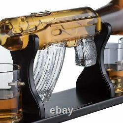 Gun Lovers Large Decanter Set Bullet Glasses Limited Edition Elegant Rifle Gun