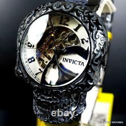 Invicta Artist Skull Automatic Skeletonized Black Stainless Steel 50mm Watch New