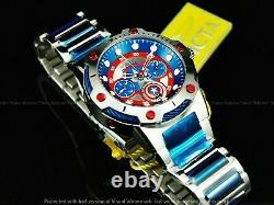 Invicta Women's 39mm Ltd Ed Marvel Captain America Bolt Chrono Red Blue SS Watch
