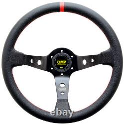 LIMITED EDITION OMP CORSICA STEERING WHEEL LEATHER 350mm BLACK/RED OD/1956/NR