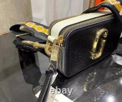 MARC JACOBS the Logo Strap Snapshot NEW BLACK MULTI Small Camera Bag 100% AUTHEN