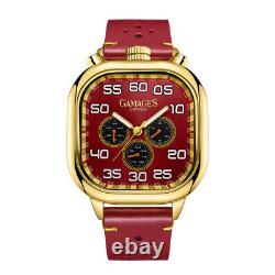 Mens Automatic Watch Red Vertical Astute Leather Strap Red Dial GAMAGES