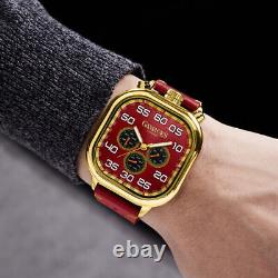 Mens Automatic Watch Red Vertical Astute Leather Strap Red Dial GAMAGES