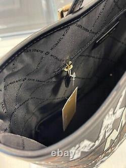 Michael Kors Brown Black Medium Carryall Tote Jet Set Travel Graphic Logo Bag