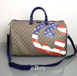 NEW Authentic Gucci Large Boston Travel Bag Duffle, American Flag. Limited, 308264