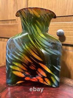 NEW Blenko Glass Water Bottle 384 SPECIAL LIMITED EDITION Dart Frog Coral (1)