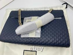 NEW Gucci 449635 Midnight Blue Micro GG Guccissima Leather Emily Bag, Handbag