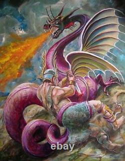 NEW LEON GOODMAN LIMITED EDITION OF PAINTING Valhalla THOR Beowulf & the Dragon