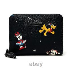 NWT Disney Limited Edition Coach Small Zip Around Wallet With Holiday Print