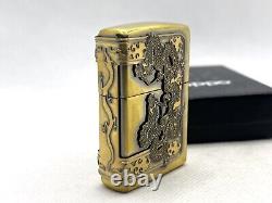 New Auth ZIPPO 2010 Limited Edition Dragon 3-Sided Design Lighter Antique Brass