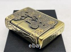 New Auth ZIPPO 2010 Limited Edition Dragon 3-Sided Design Lighter Antique Brass