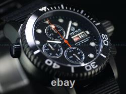 New Deep Blue 40mm Diver 1000 Quartz Chronograph All Black Pvd Sapphire Ss Watch