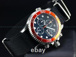 New Deep Blue 40mm Diver 1000 Quartz Chronograph Black Orange Sapphire Ss Watch