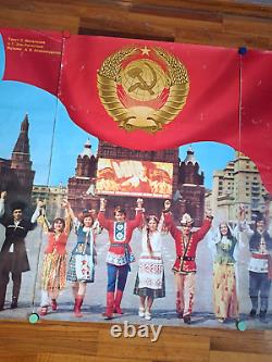 ORIGINAL TRIPTYCH/Soviet Poster/Banner/ BIG Communist Propaganda/8640in/ /c1983