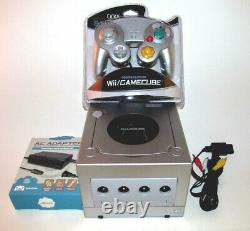 Platinum Nintendo GameCube Console System with New Silver Controller & Hookups