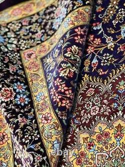 Real 100% Silk Rug Hand Knotted Oriental Floral Carpet Limited Edition