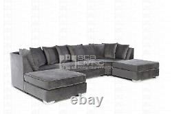 U Shape Corner Sofa Plush Grey Brand New 2022 OFFER RRP £1600