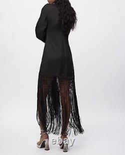 ZARA Black Limited Edition Fringed Linen Dress Size M Bloggers Fave Holiday