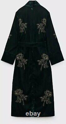 Zara Embroidered Dress Kimono Limited Edition Green New Size S 2731/342