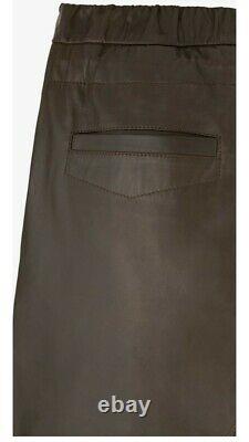 Zara Mens Limited Edition Military Green Leather Pants Size M