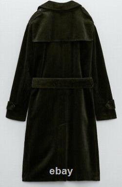 Zara charlotte gainsbourgh green cord Trench Coat limited edition size 8 / XS